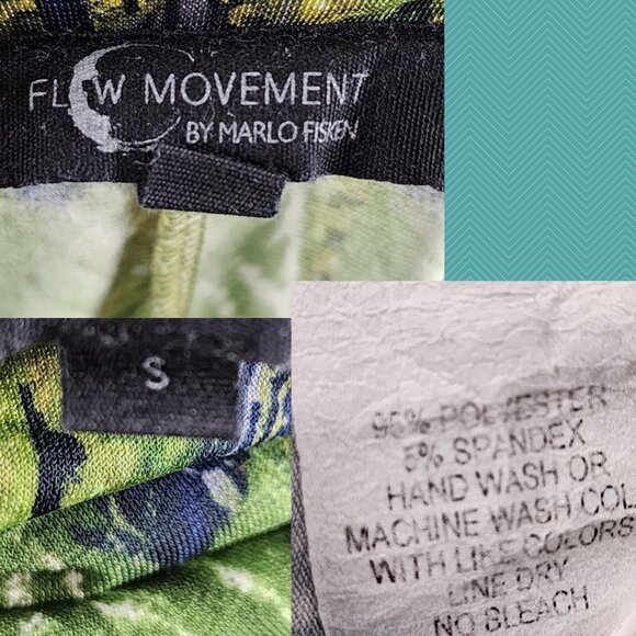 Flow Movement Marlo Fisken Green Artsy Print High Rise Pocket Leggings - Picture 3 of 3